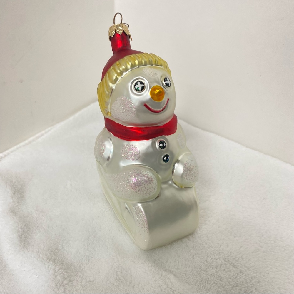 Department 56 Vintage Festive Snowman Sledding Christmas Ornament Whimsical